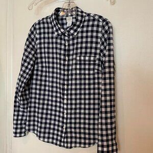 J CREW GINGHAM SHIRT NAVY